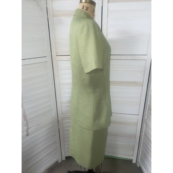 Vintage 80s/90s Dillard’s by Kasper Lime Green 2 Piece Skirt Suit Lined Size 10 - Picture 4 of 9